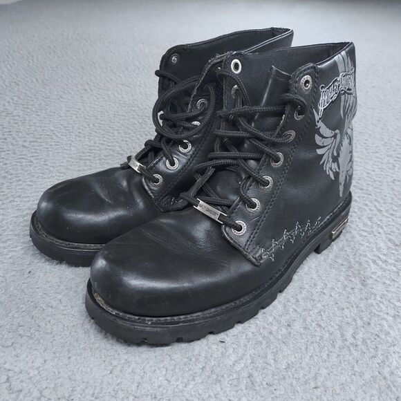 Harley Davidson Boots Womens 10 US 42 EUR Black Ladies Bremerton 85172 Embroider - Picture 3 of 16